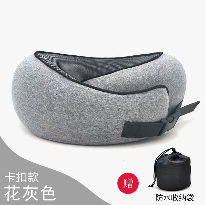 Memory Foam U-Shaped Pillow, Foldable Travel Neck Pillow for Airplane, Nap, Cervical Spine Support, Neck Protection