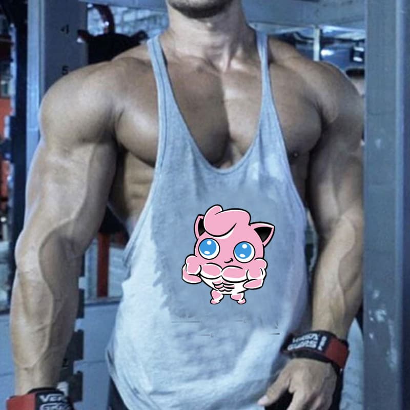 AliExpress European and American Slim Strap Solid Fitness Men's Cotton Deep Cut Cartoon Racerback Loose Sports Vest