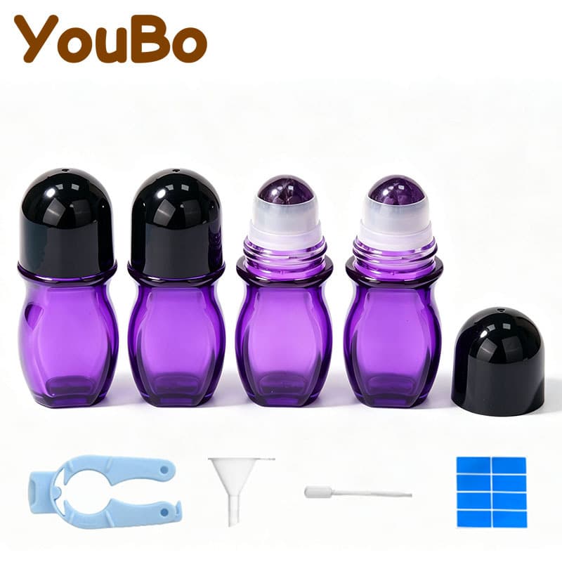 In Stock 30ml 50ml Purple Glass Roller Bottle, Amethyst Roller Ball, Roller Bottle, Pain Relief Roller, Deodorant Bottle