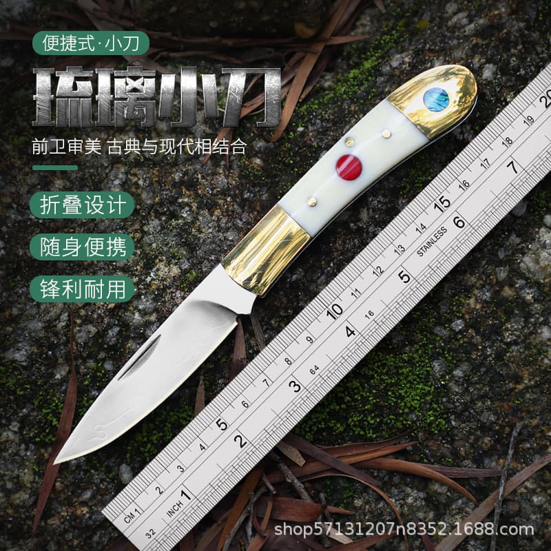 Brass Polished Handmade SKD-11 Folding Knife, Fruit Knife, Outdoor Self-Defense Knife, High Hardness, Sharp, Exquisite Small Knife