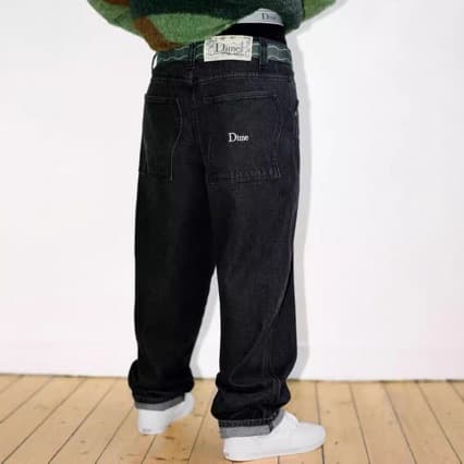 Trendy Street Skateboard Dime Baggy Straight Loose Casual DENIMPANTS Washed Denim Long Pants for Men