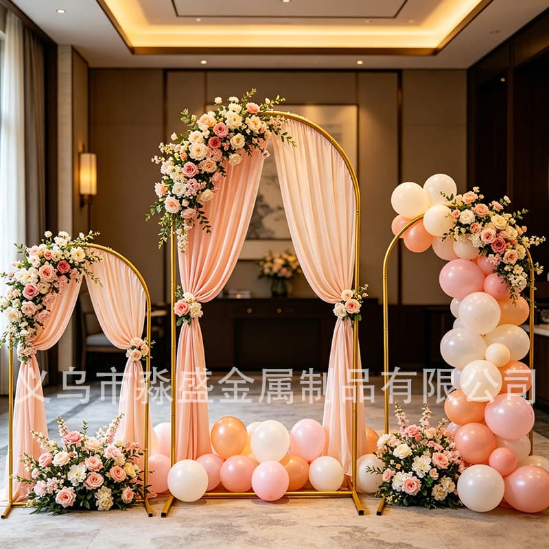 Amazon wedding arch bracket scene white gauze atmosphere background decorative iron rectangular bracket small three-piece set