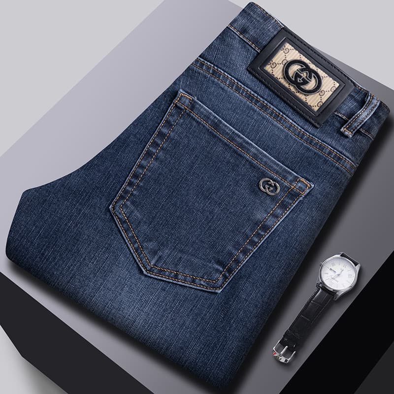 Three labels complete, foreign trade cross-border men's trendy elastic straight-leg long pants, original European stock 2025 new arrival