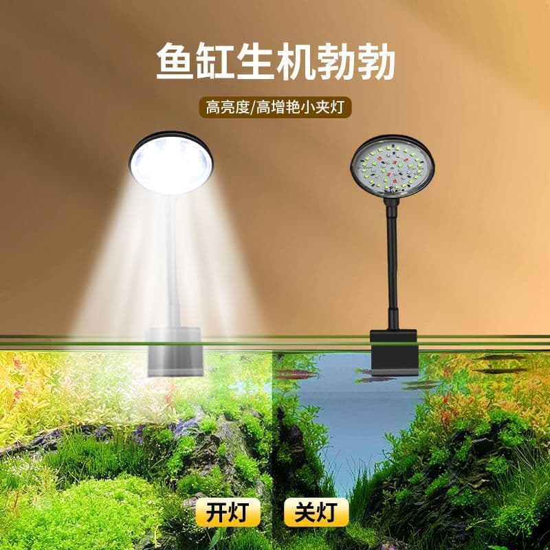Small Aquarium Clip Light, Mini Fish Tank Plant Light, Betta Tank Light, LED Plant Grow Light, Splash-Proof