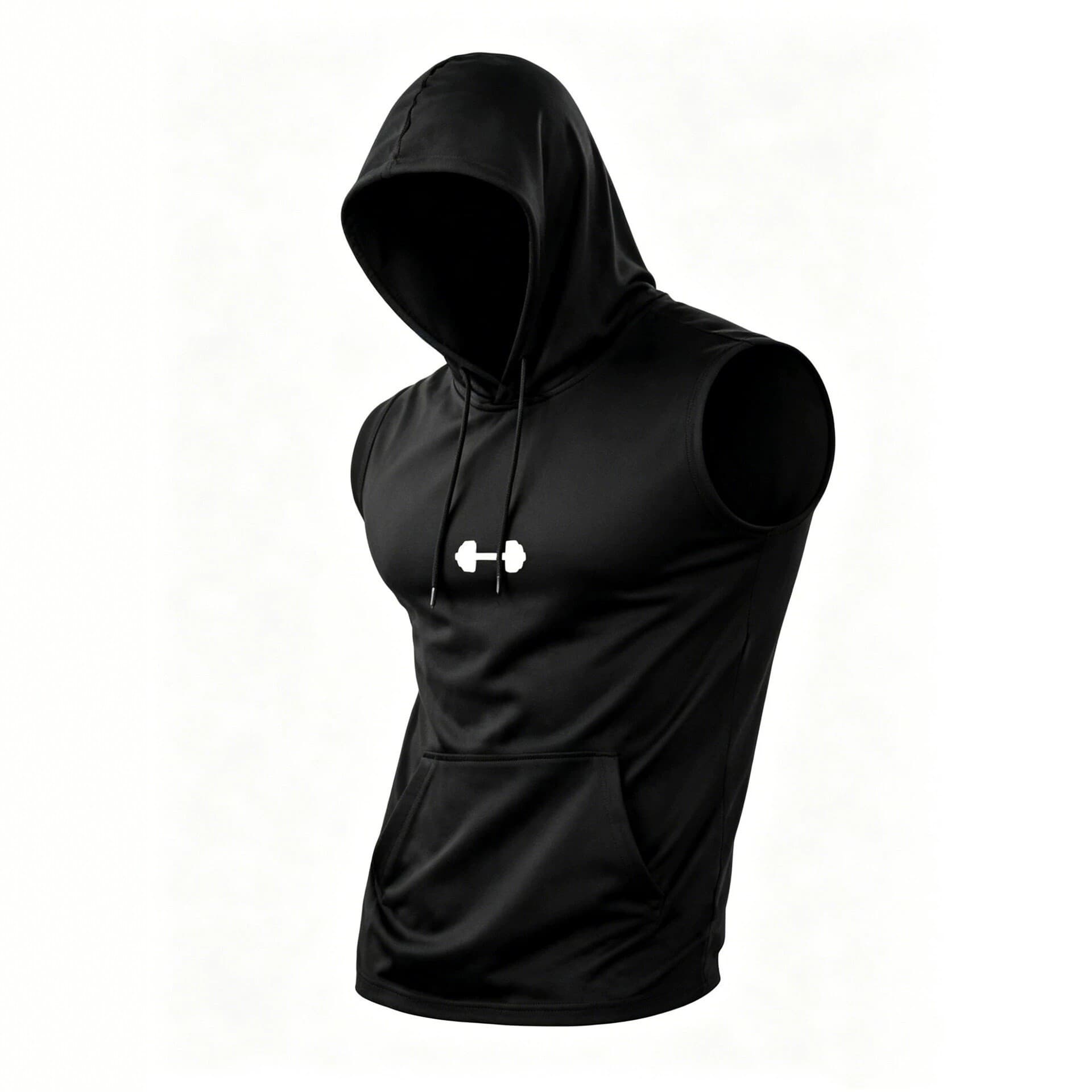 Cross-border hooded sleeveless vest men's quick-drying fitness sports vest solid color breathable training clothing summer trendy style