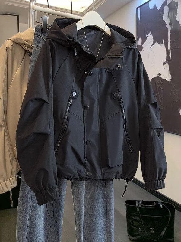 Plus Size up to 300 Jin New Chinese Style Loose Fashion Jacket for Women, Spring Hooded Windbreaker Baseball Jacket
