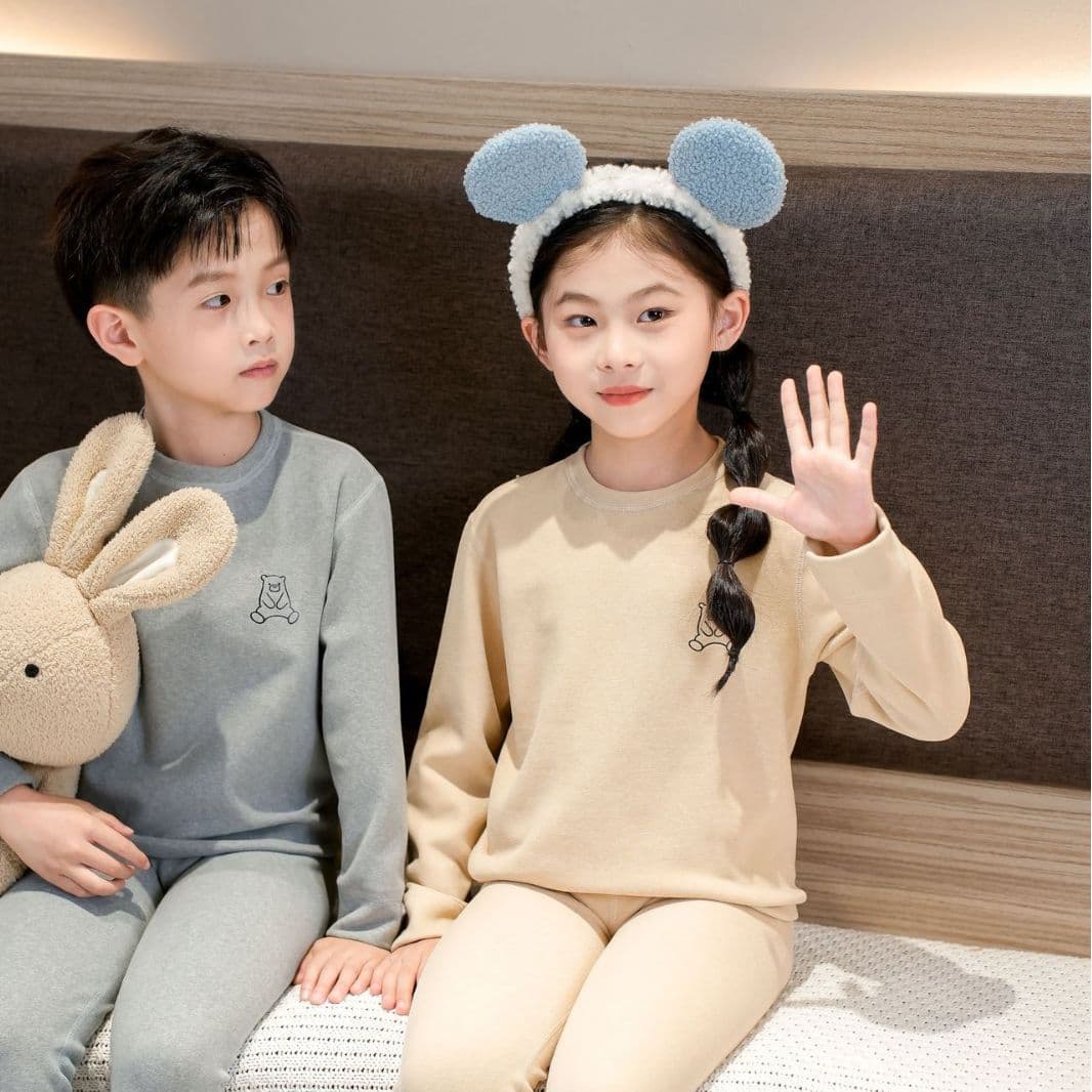 2025 Children's Derong Wool and Silk Thermal Underwear Set, Children's Autumn Clothes and Trousers, Baby Boneless Underwear, Boys and Girls