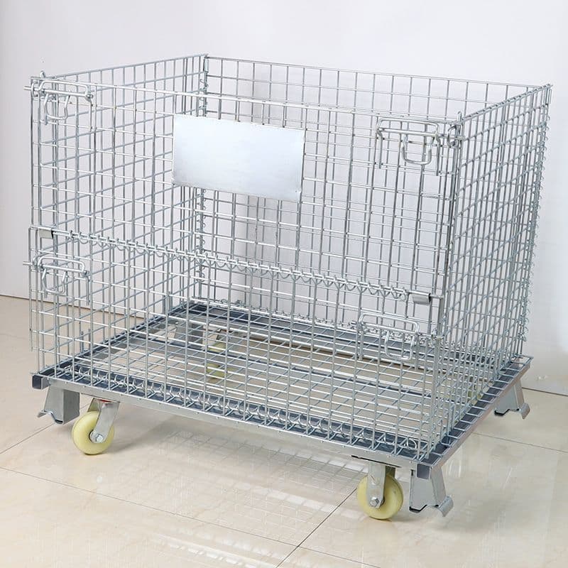 Foldable metal frame storage cages for express delivery and warehousing logistics, butterfly cages, mesh cages, turnover cages, wheeled cages