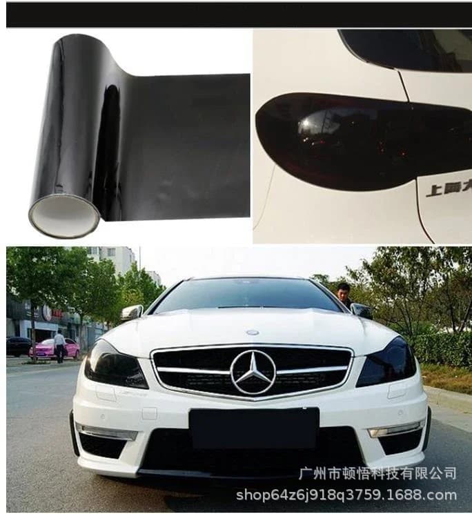 Car Headlight and Taillight Protection Film, Tinted Vinyl Film, Motorcycle Light Film Sticker, Smoked Light Film Deep Black