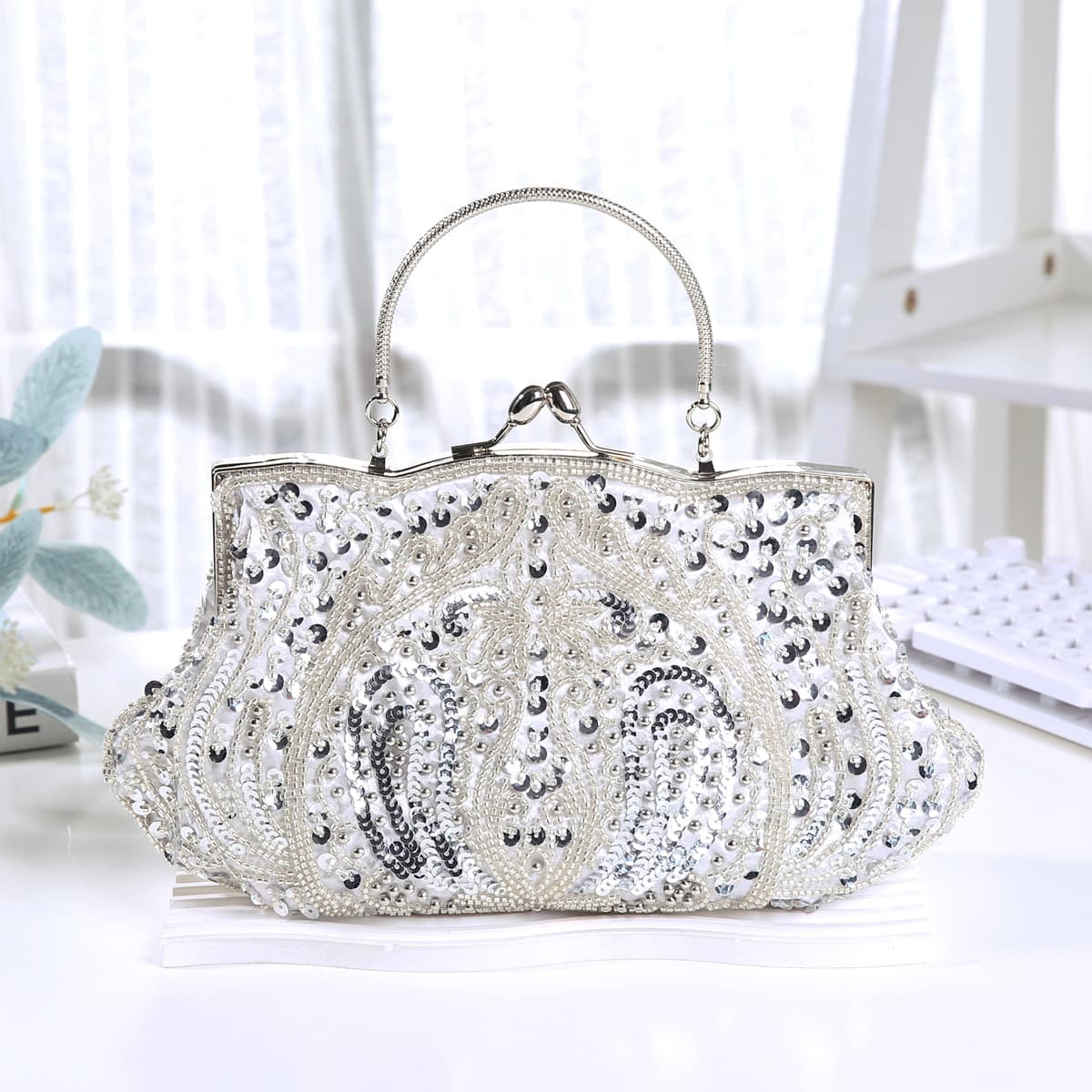 Cross-border Beaded Bag Evening Bag Clutch Bag Cheongsam Dress Bag Women's Handbag Beaded Bag 3392 In Stock Patent Design