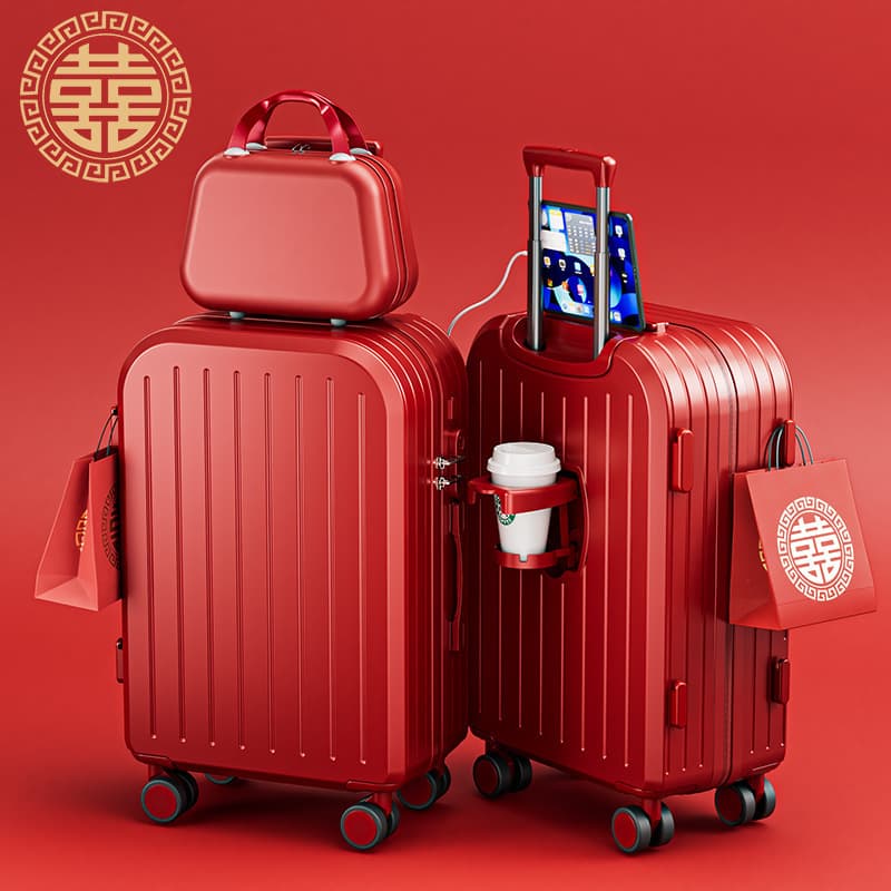 Wedding suitcase, dowry box, 26-inch red box, bride trolley box, female password box, dowry box, mother box