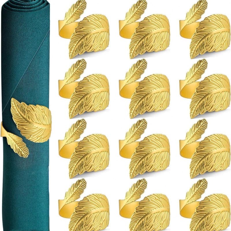 Cross-border Gold Leaf Napkin Ring Open Napkin Ring Metal Leaf Napkin Holder Cloth Ring