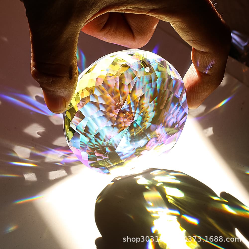 60mm Mandala Faceted Round Bauhinia Crystal Chandelier with Glass Prism Rainbow Design for Home and Wedding Decoration