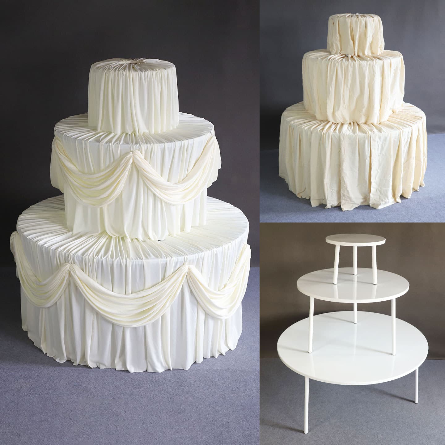 Wedding Iron Art Prop Three-Tier Dessert Stand Cake Stand for Engagement Party, First Birthday, Birthday Party Decoration
