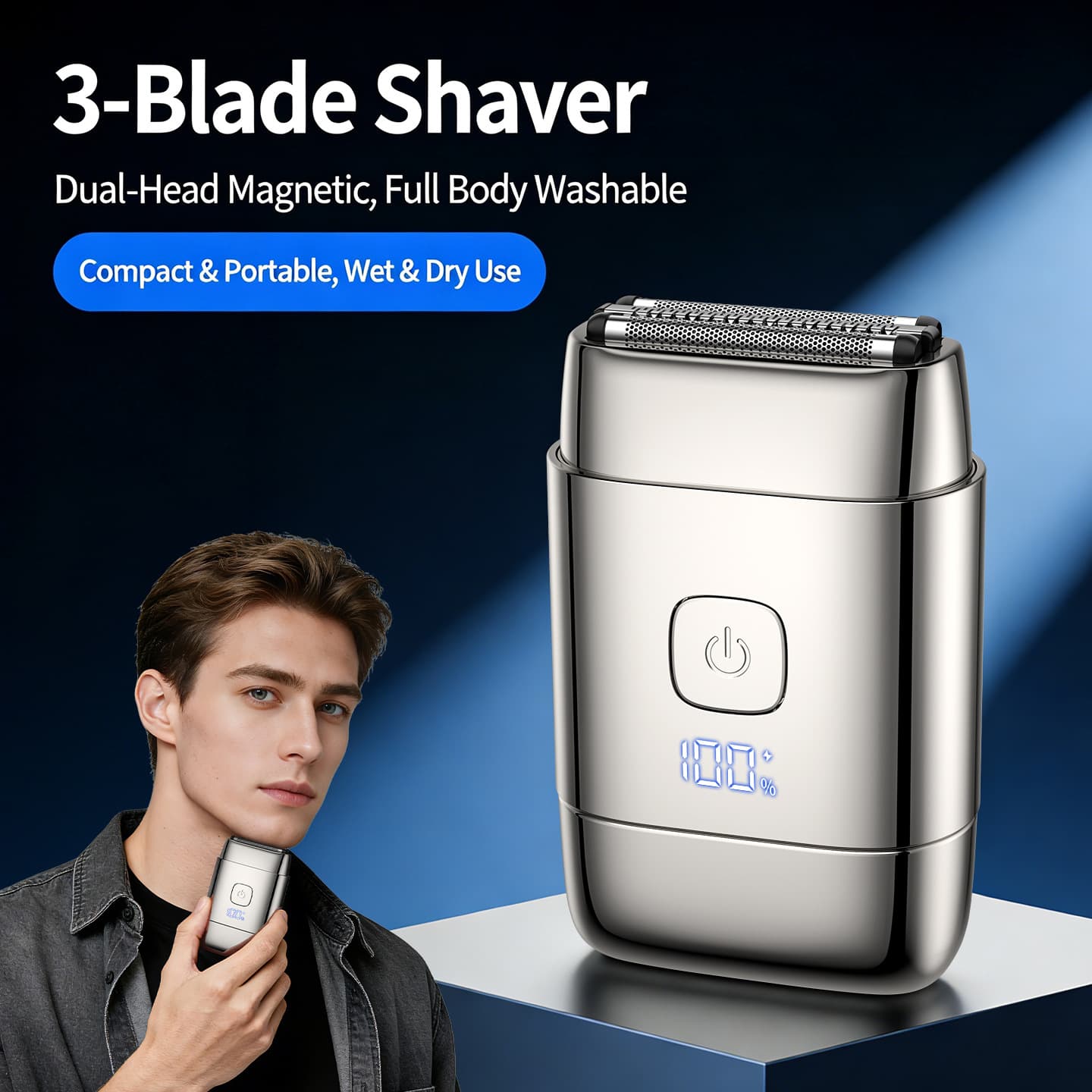 Pocket Triple Blade Reciprocating Shaver For Men Daily Use