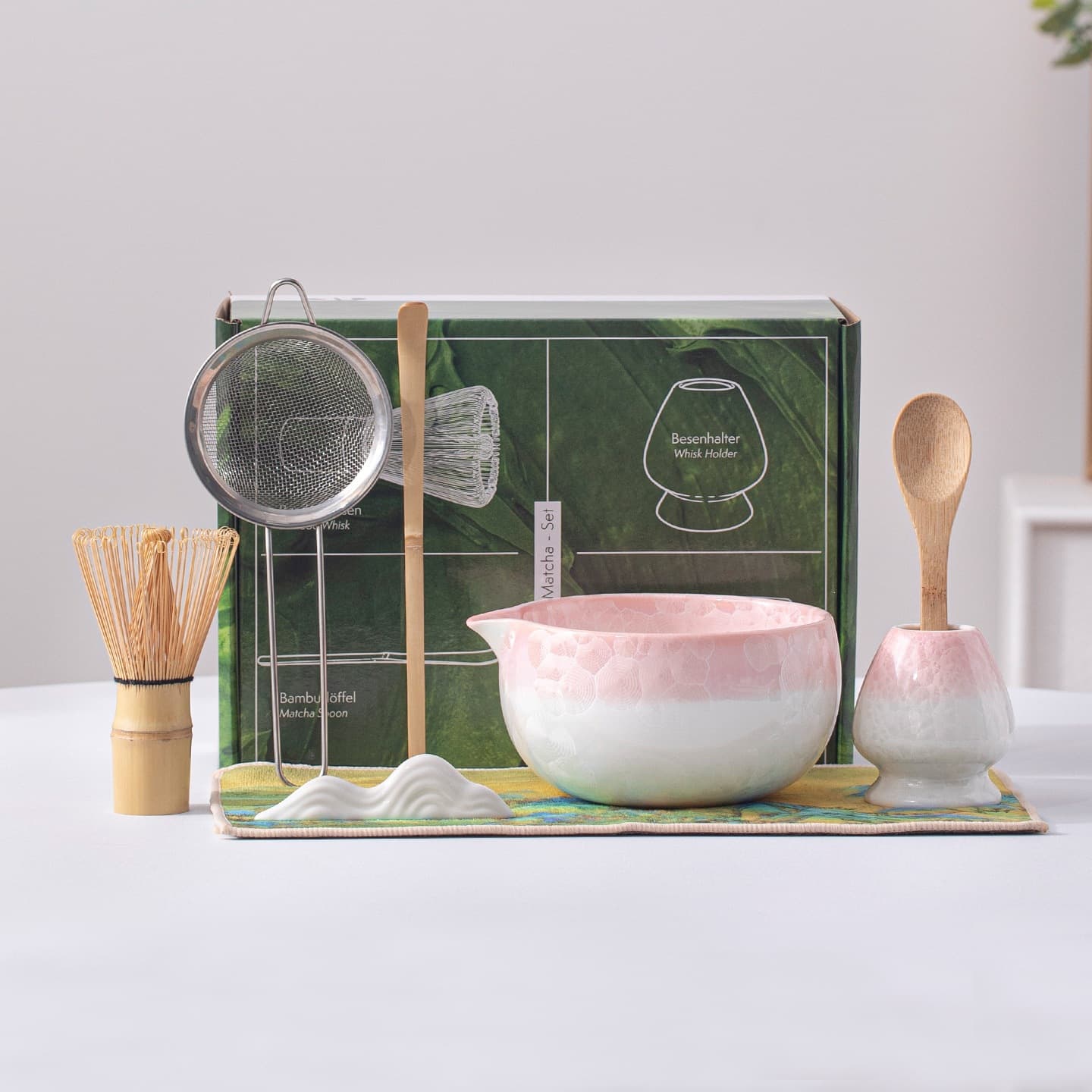 Cross-border Amazon Gradient Crystal Glaze Ceramic Matcha Tool Set Matcha Whisk Set Matcha Bowl