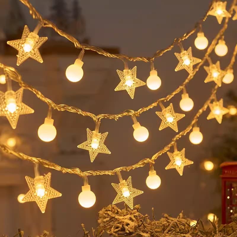 LED String Lights Bubble Ball Star String Lights Room Decor Atmosphere Holiday Decoration Warm Glow Colorful Lights Christmas Tree
