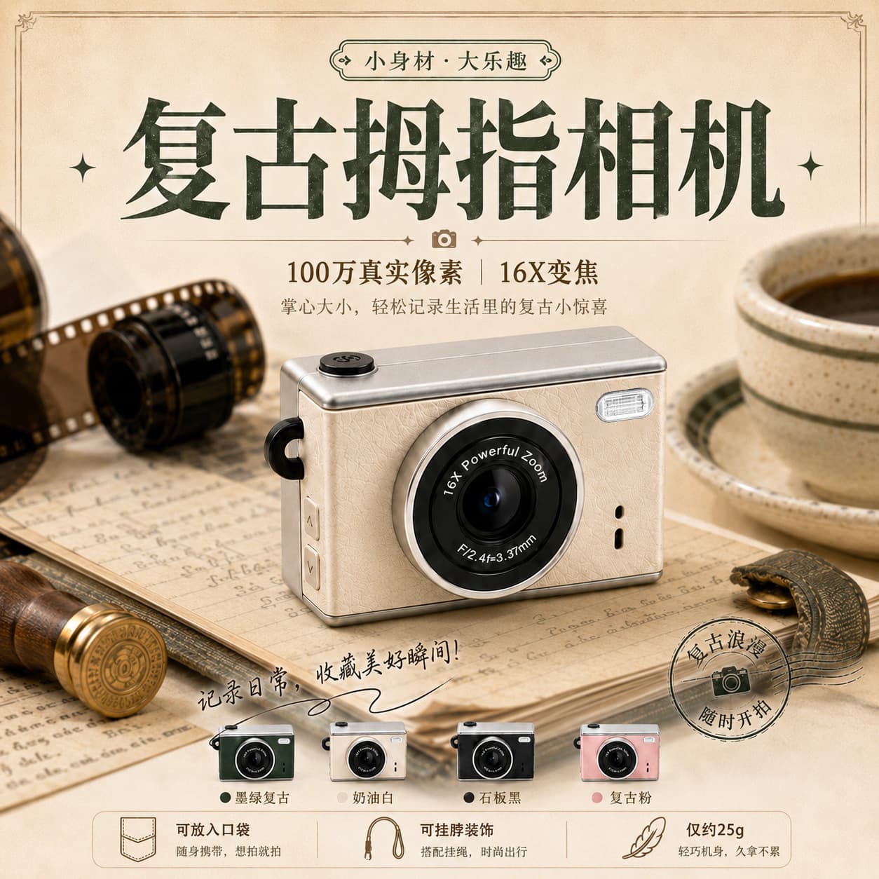 New Cross-Border Children's Camera Student Campus Digital Camera HD Mini Retro CCD Thumb Camera