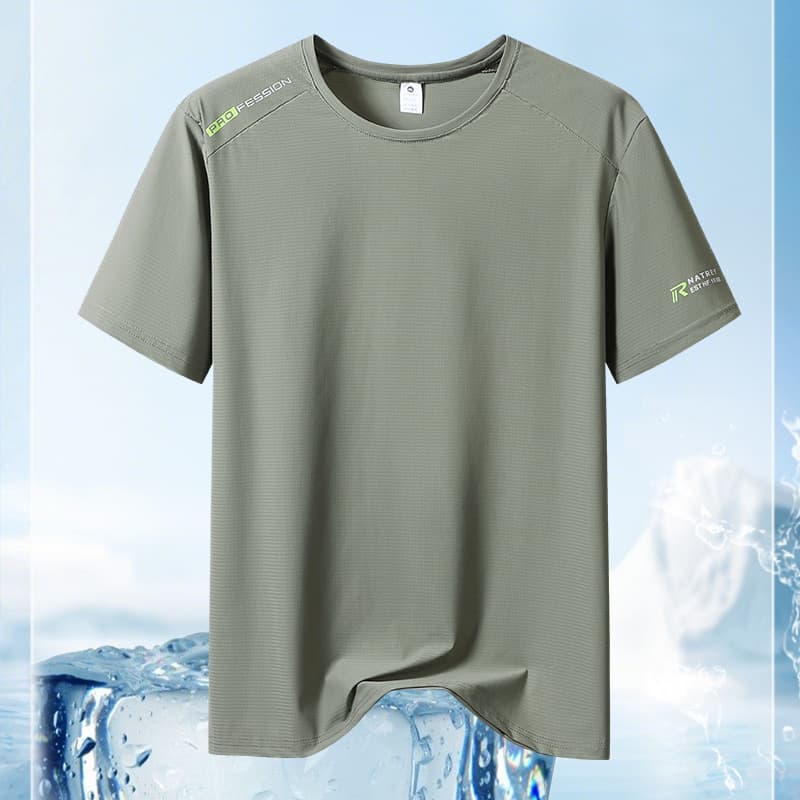 New ice silk short-sleeved men's T-shirt summer breathable cool quick-drying clothing men's round neck thin T-shirt large size loose top