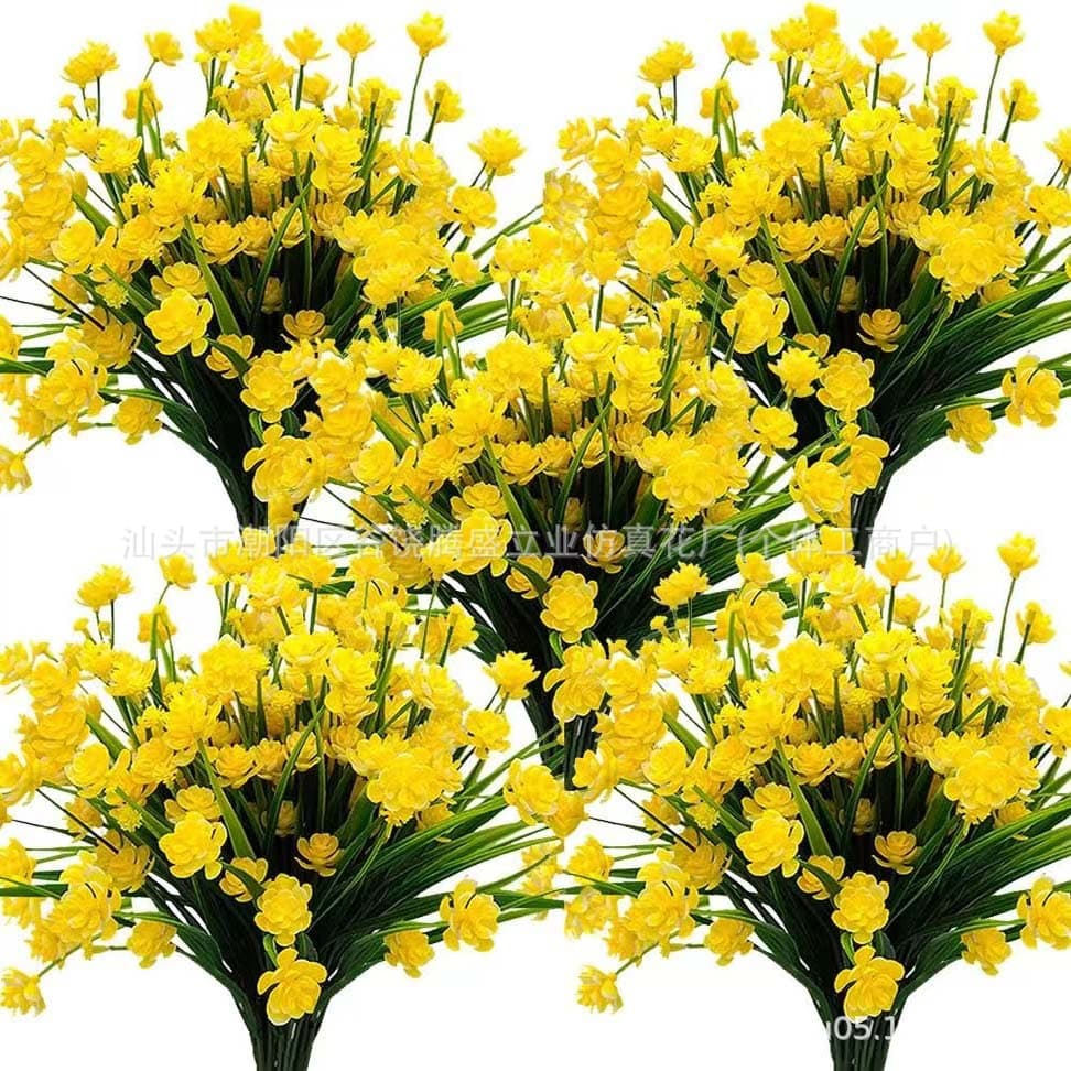 Amazon Cross-border Artificial Flowers 7-Branch Spring Grass Camellia Baby's Breath Rose Cornflower Narcissus Decoration