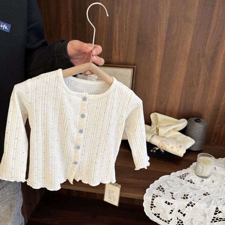 Baby girl small polka dot air-conditioned cardigan girls spring and summer new style baby girl knitted sun protection jacket