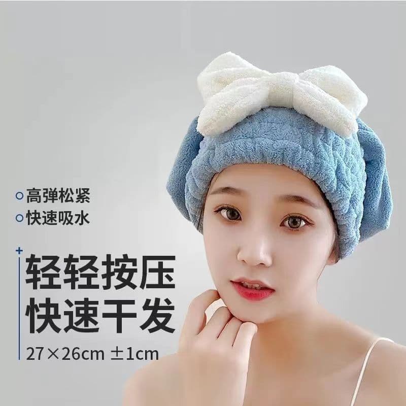 Hair Drying Cap Super Absorbent Quick-Dry Hat Bow Cute Hair Towel Shower Cap Women Head Wrap Hair Care