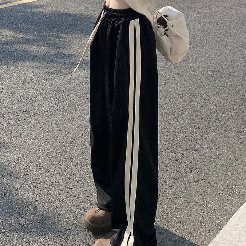 Webbing Casual Large Size Straight Sports Pants Women's Autumn and Winter New Slim Straight Wide Leg Couple Pants One Piece Dropshipping