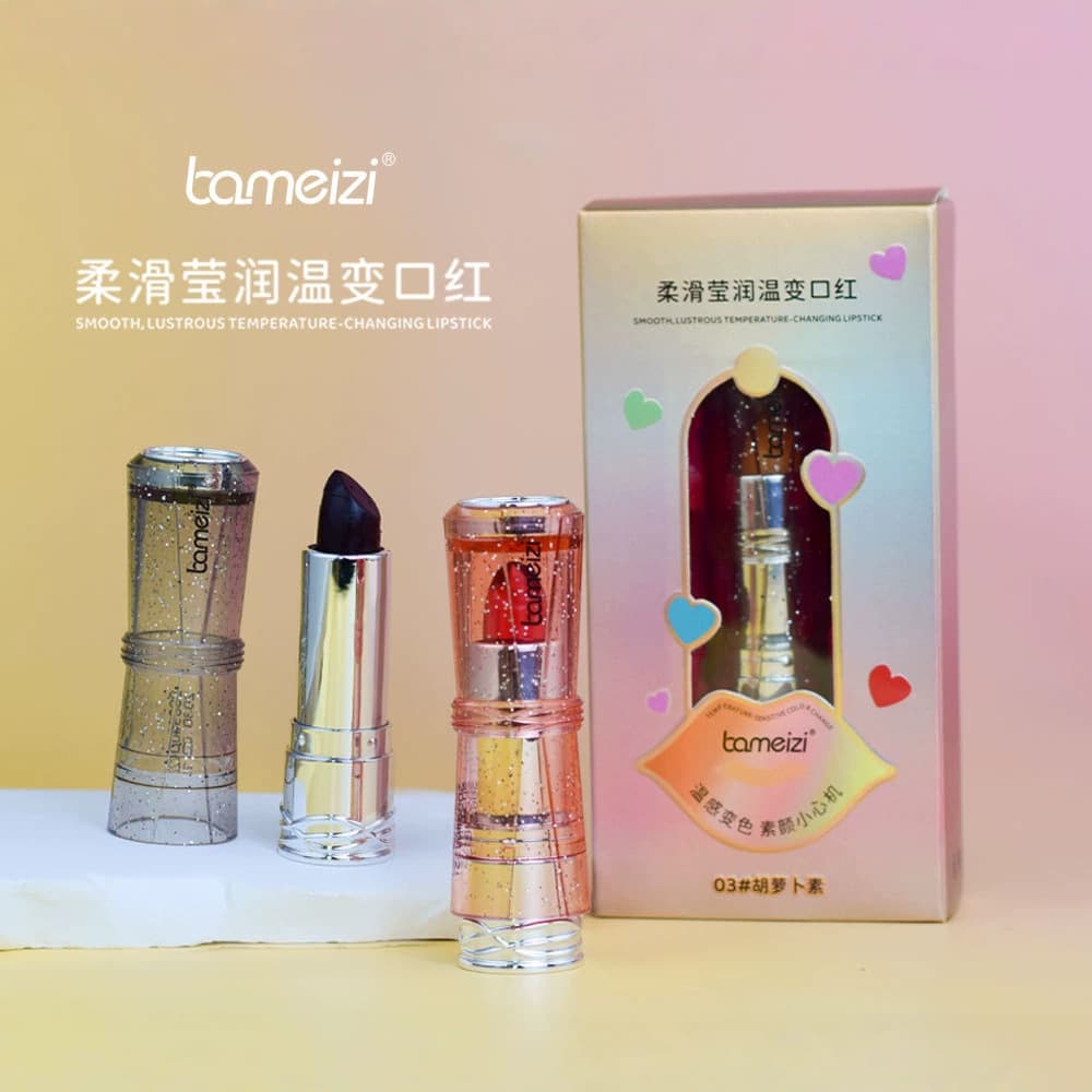 bameizi Smooth and moisturizing warm-changing lipstick Warm-sensing and warm-changing lipstick moisturizing and colorful red student girl makeup