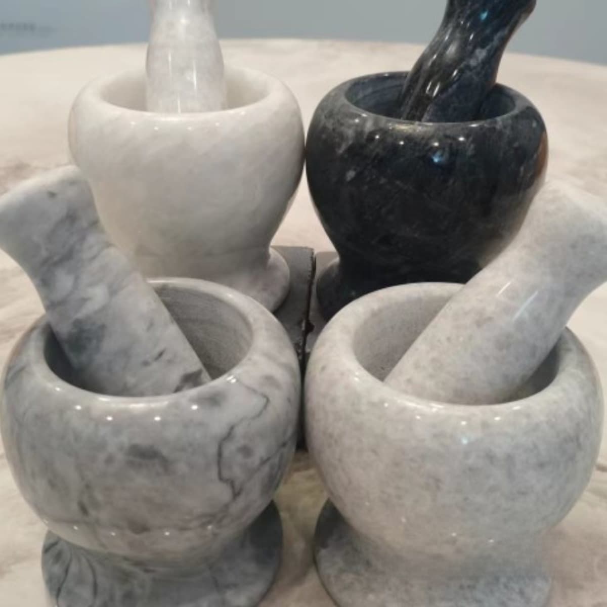 Natural Stone Garlic Mortar and Pestle, Garlic Crusher, Garlic Masher, Home Grinding Mortar, Stone Mortar, Manual Smasher
