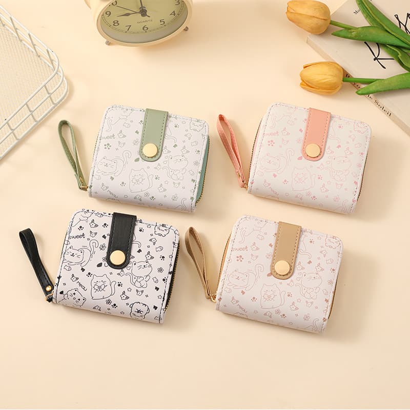 Women's Short Wallet 2026 New Cute Cartoon Japanese Style Student Foldable Zipper Coin Purse Card Holder Wallet All-in-One