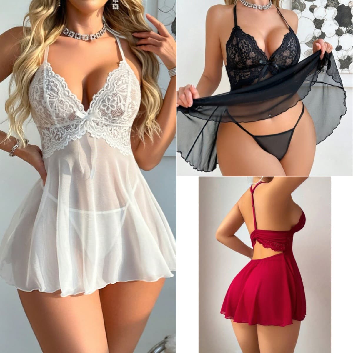 European and American lingerie women's sexy sleepwear nightgown lace mesh spliced camisole see-through loungewear sexy lace