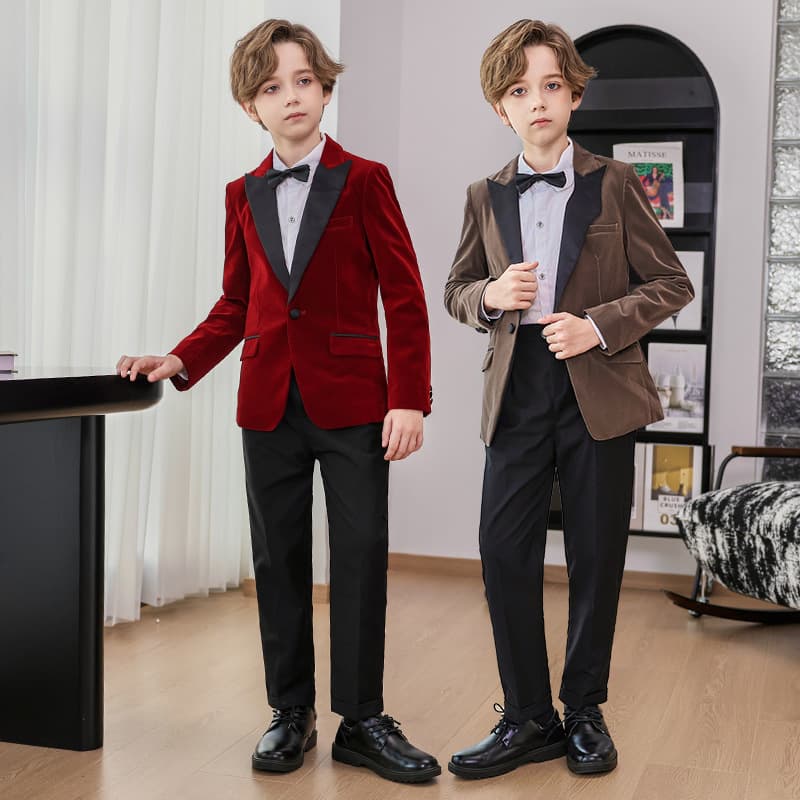 Foreign trade children's suit set, British style autumn and winter boys' emcee speech piano performance costume, first birthday flower girl dress