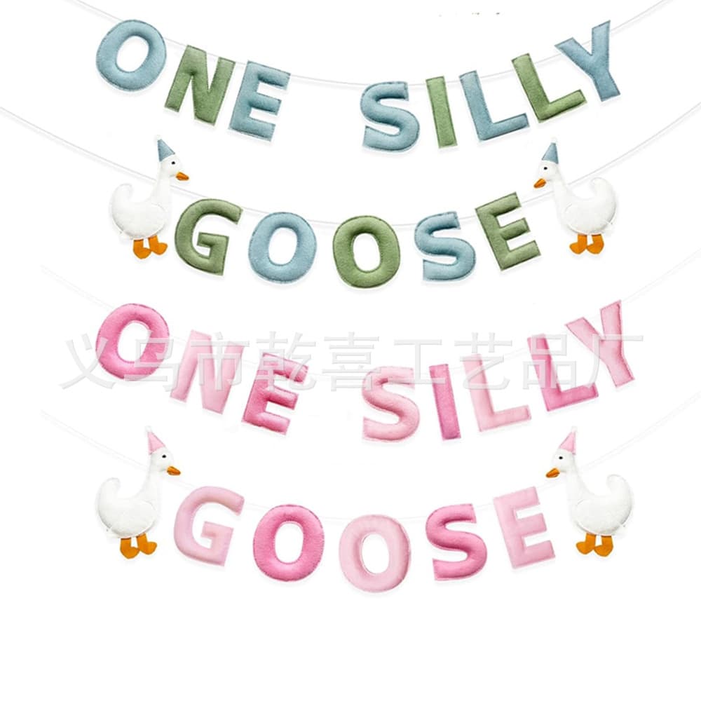 ONE SILLY GOOSE goose-themed birthday fabric cotton-filled pull pattern first-year banquet atmosphere decorative flag