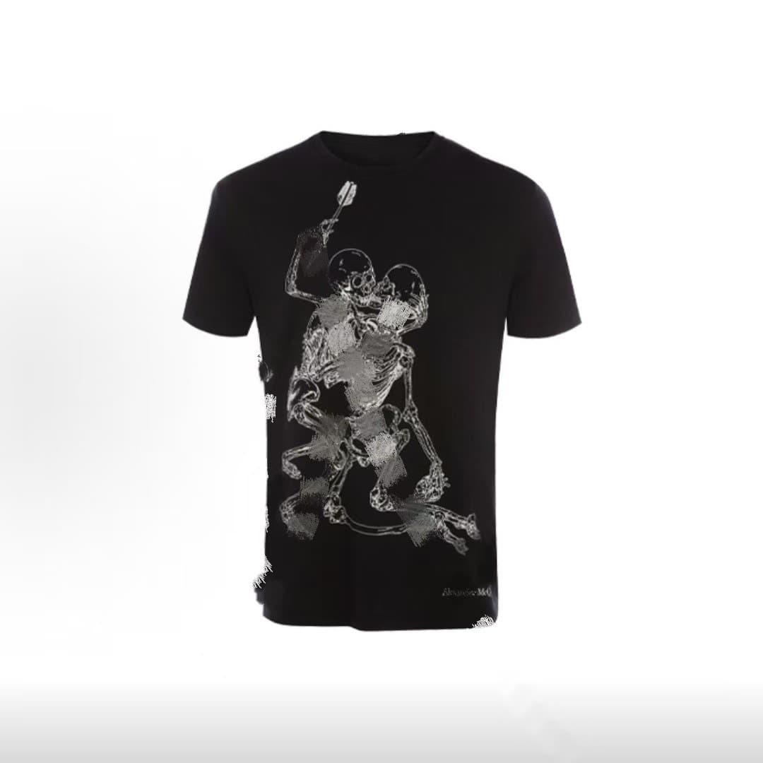Alexander MK Cross-border Foreign Trade Skull Kiss High-end Fashion Casual Crew Neck T-shirt