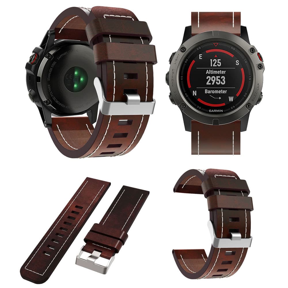 For Jiaming Garmin Fenix5x Smart Watch Official Leather Strap Strap Flat Head