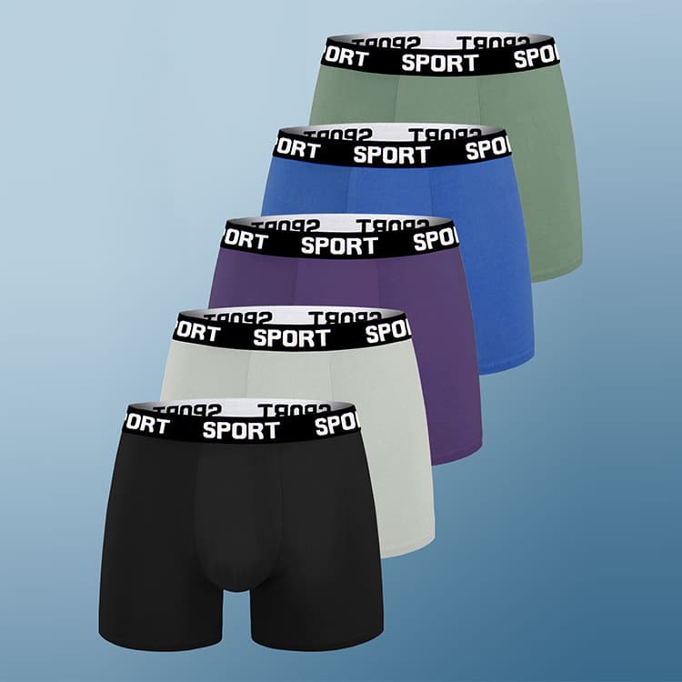 SPORT Men's Underwear Cross-border European and American Size Wholesale Big Size Mid-Waist Boxer Briefs Men's Solid Color Shorts