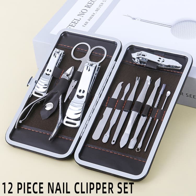 Smiley Face Nail Clipper 12-Piece Set Nail Scissors Set Home Beauty Manicure Pedicure Tool Nail Clipper Set