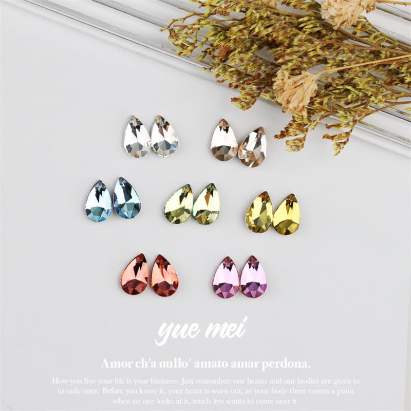 New Manicure Large, Medium, and Small Size Water Drop Flat Bottom Guide Edge K9 High-Quality Nail Shape DIY Decorations Accessories