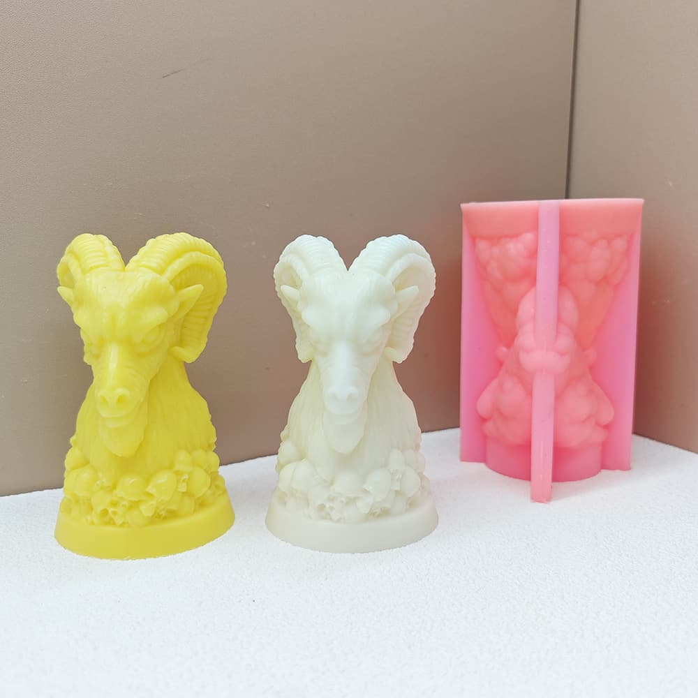 Evil Goat Candle Mold, Halloween Skull Goat Plaster Soap Silicone Mold, Decoration Tool