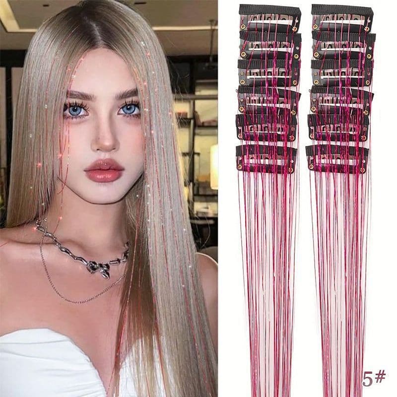 Cross-border Wang Xinling Style Laser Gold Thread Wig Hair Extension Stage Look Colorful Hair Cross-border Ear Hook Dye
