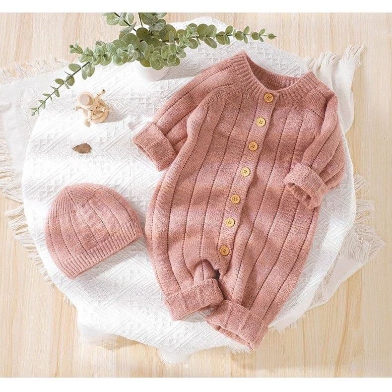 Baby jumpsuits, spring and autumn newborn pajamas, rompers, knitted warm clothes for men and women, autumn and winter 021