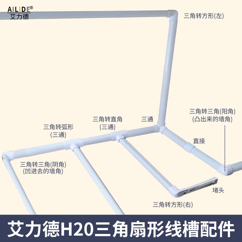 Ailide PVC Trunking Accessories H20 Corner, External/Internal Corner for Wire Storage and Protection, White and Gray