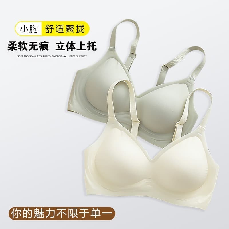 Comic Bust Bra for Women, Small Bust Push-Up Seamless Summer Thin Bra, Outer Expansion Wirefree Lifting Comfortable Bra for Girls