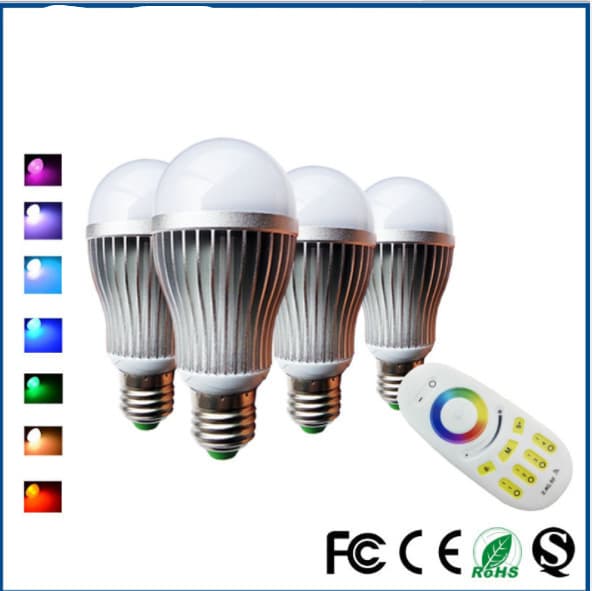 Factory direct sales of new 10W seven-color remote control RGBW LED bulb light, adjustable speed, three-stage dimming LED bulb light