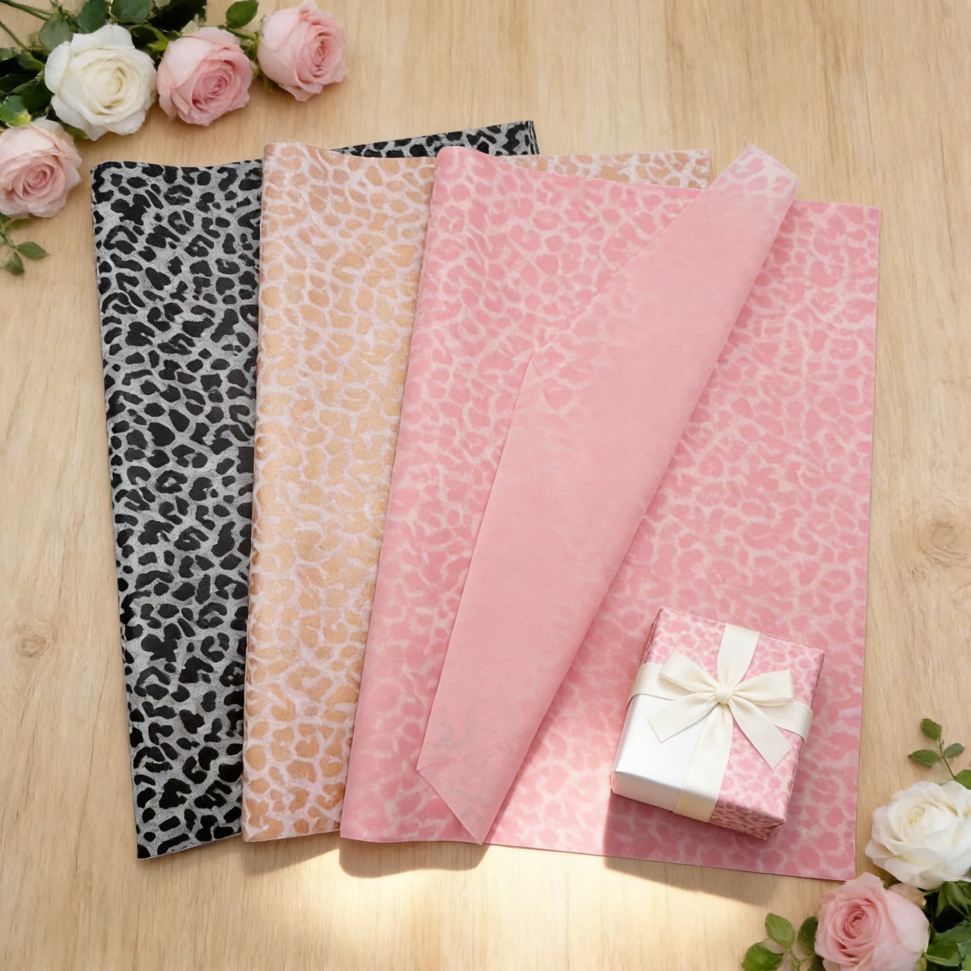 Colored leopard print copy paper, clothing packaging tissue paper, flower gift box, Sydney paper, printable packaging moisture-proof paper