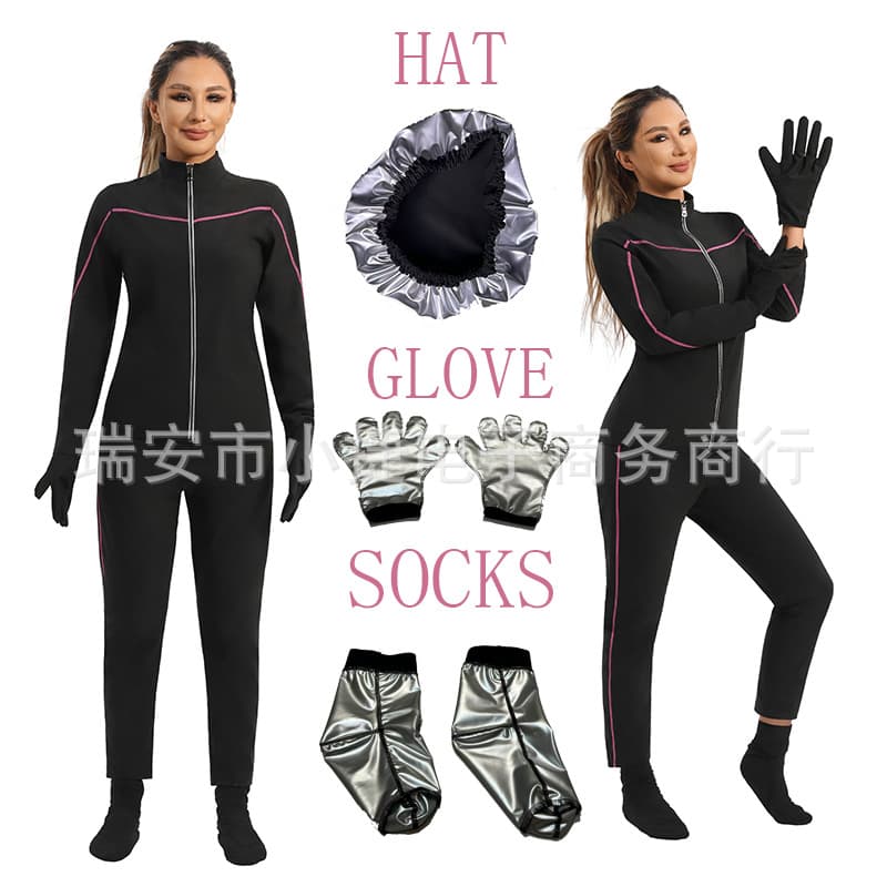 Cross-border Women's Hot Selling Sweat Suit Fitness Sports Zipper Long Sleeve Set Sweat Sauna Suit Shapewear
