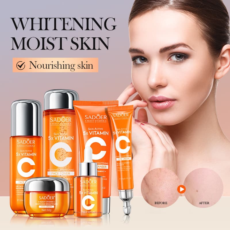 All-English SADOER Five-Fold Vitamin C Brightening Skincare Gift Set Skincare Set Cross-Border Foreign Trade Wholesale