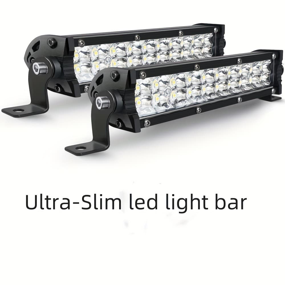 Car LED Light Pods, Motorcycle Single Row Double Row 20 LED Beads Linear Strip 60W Work Light, No Drilling Required