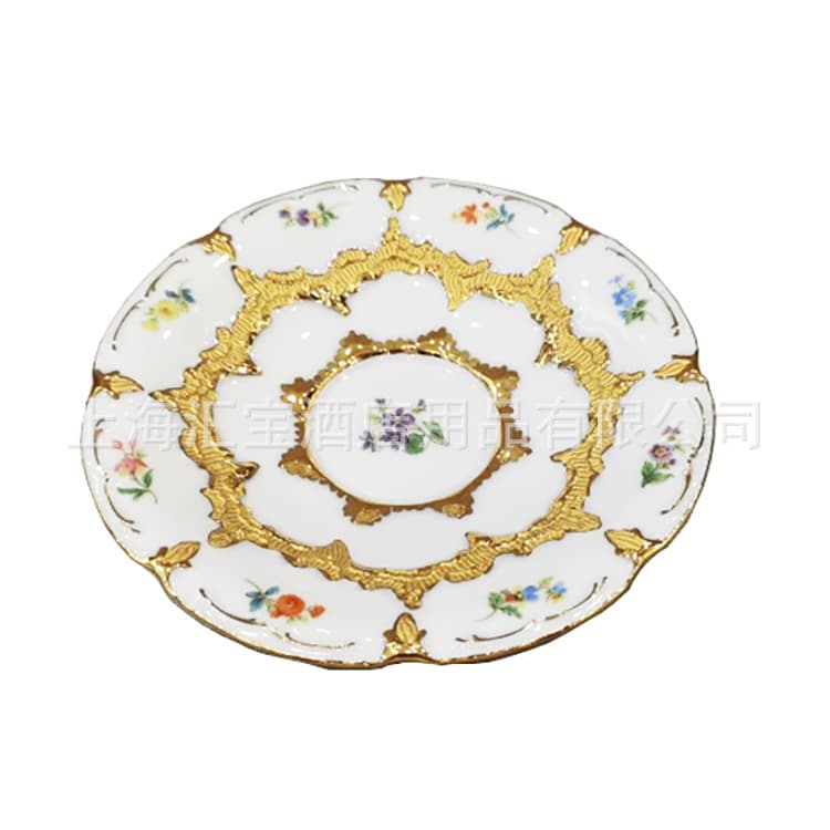 Afternoon Tea Tableware Snack Plate Coffee Cup Hotel Club Collection Palace Style European Gilded Tableware