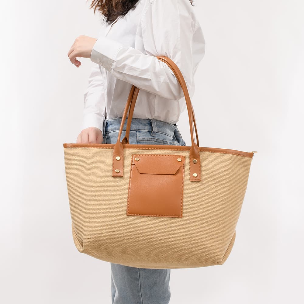 OLEI Cross-border Large Capacity Canvas Bag European and American Versatile Beach Tote Bag Zipper Handbag Women's Shopping Bag